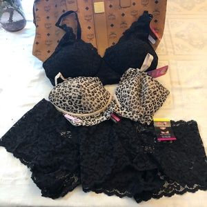 Maidenform bralette panty 2 sets NEW lace Pure Comfort 38D wireless convertible